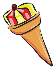 Image showing Yellow and red ice cream, vector or color illustration.