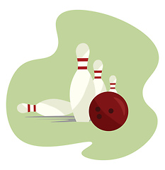 Image showing Image of bowling -ball - pins, vector or color illustration.