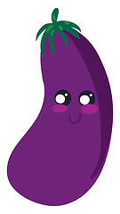 Image showing Image of cute eggplant, vector or color illustration.