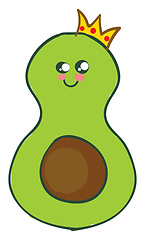 Image showing Image of angry avocado with crown, vector or color illustration.