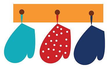 Image showing Kitchen mittens, vector or color illustration.