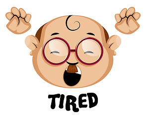 Image showing Human emoji with tired expression, illustration, vector on white