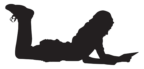 Image showing Silhouette of a girl lying on the floor, illustration, vector on