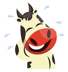Image showing Cow is laughing in tears, illustration, vector on white backgrou