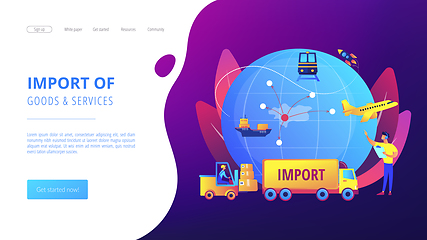 Image showing Import of goods and services concept landing page