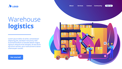 Image showing Warehouse logistics concept landing page.