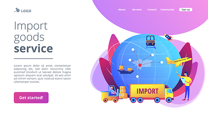 Image showing Import of goods and services concept landing page