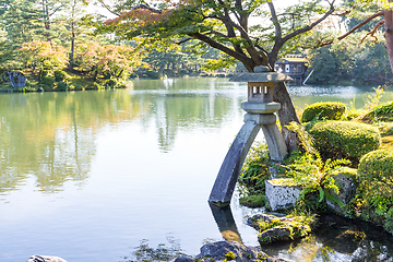 Image showing Japanese garden and stone lantern