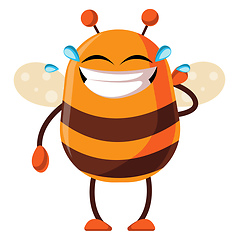 Image showing Bee is laughing in tears, illustration, vector on white backgrou