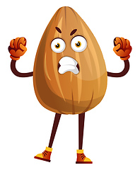 Image showing Very angry looking brown almond, illustration, vector on white b