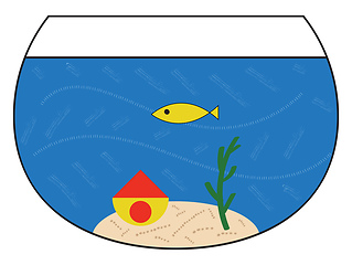 Image showing Image of aquarium with little fish, vector or color illustration