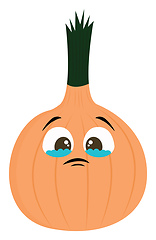 Image showing Sad onion, vector or color illustration.