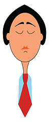 Image showing Cartoon picture of a woman in a red tie, vector or color illustr