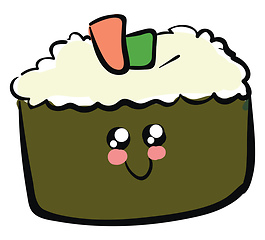 Image showing Image of cute sushi, vector or color illustration.