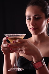 Image showing Woman and martini glass