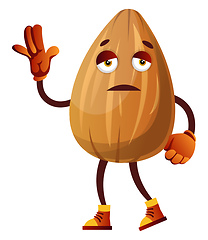 Image showing Almond looks like he is very tired, illustration, vector on whit