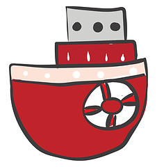 Image showing Scarlet boat, vector or color illustration.