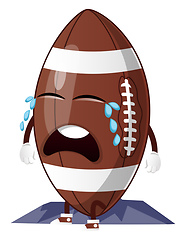 Image showing Rugby ball is crying, illustration, vector on white background.