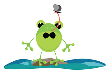 Image showing Green frog, vector or color illustration.
