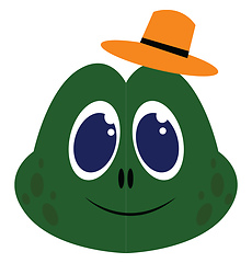 Image showing Green frog with orange hat and blue eyes illustration vector on 