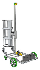 Image showing Simple basket lift construction vehicle with green wheels vector