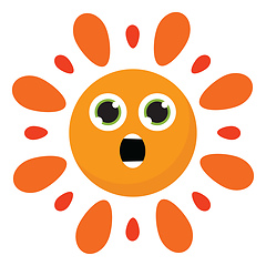 Image showing Clipart of the astonished hot burning sun, vector or color illus