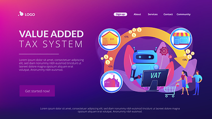 Image showing Value added tax system concept landing page