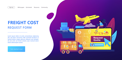 Image showing Freight quote request concept landing page