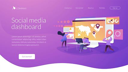 Image showing Social media dashboard landing page concept