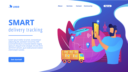 Image showing Smart delivery tracking concept landing page.