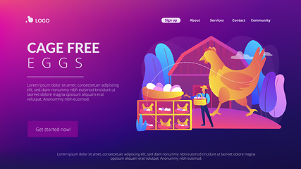 Image showing Free run chicken and eggs concept landing page.