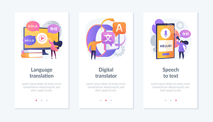 Image showing Multi-language translation devices app interface template.