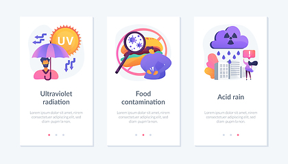 Image showing Radioactive effect, Earth atmosphere pollution, damage to human health app interface template.