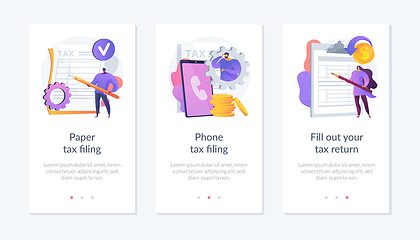 Image showing Paper tax filing app interface template.