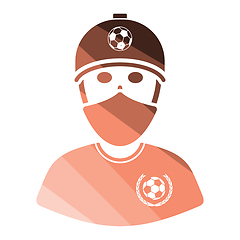 Image showing Football fan with covered  face by scarf icon