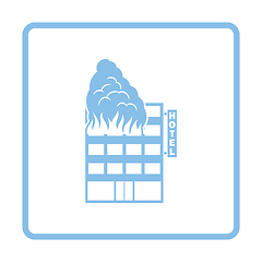 Image showing Hotel building in fire icon