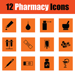 Image showing Set of twelve pharmacy icons