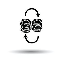 Image showing Dollar euro coins stack icon