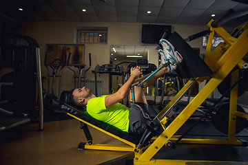 Image showing Disabled man training in the gym of rehabilitation center