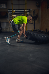 Image showing Disabled man training in the gym of rehabilitation center