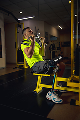 Image showing Disabled man training in the gym of rehabilitation center