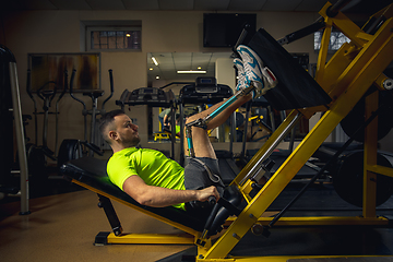 Image showing Disabled man training in the gym of rehabilitation center