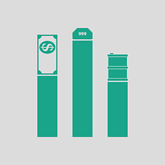 Image showing Oil, dollar and gold chart concept icon