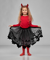 Image showing girl in halloween costume and devil's horns