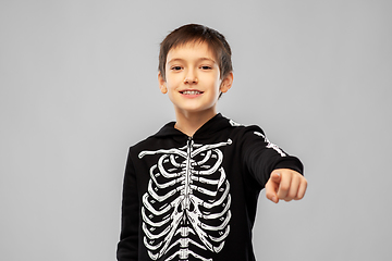 Image showing boy in halloween costume of skeleton