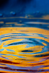 Image showing Close-up view on blue and yellow aquarelle paint like Ukrainian