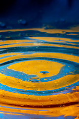 Image showing Close-up view on blue and yellow aquarelle paint like Ukrainian