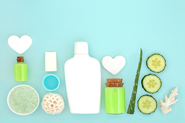 Image showing Cucumber and Aloe Vera Ingredients for Natural Organic Skincare