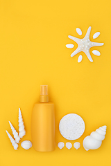 Image showing Sun Cream Bottle for Safe Sunbathing Protection