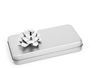 Image showing Silver Grey Gift Box and Glitter Bow